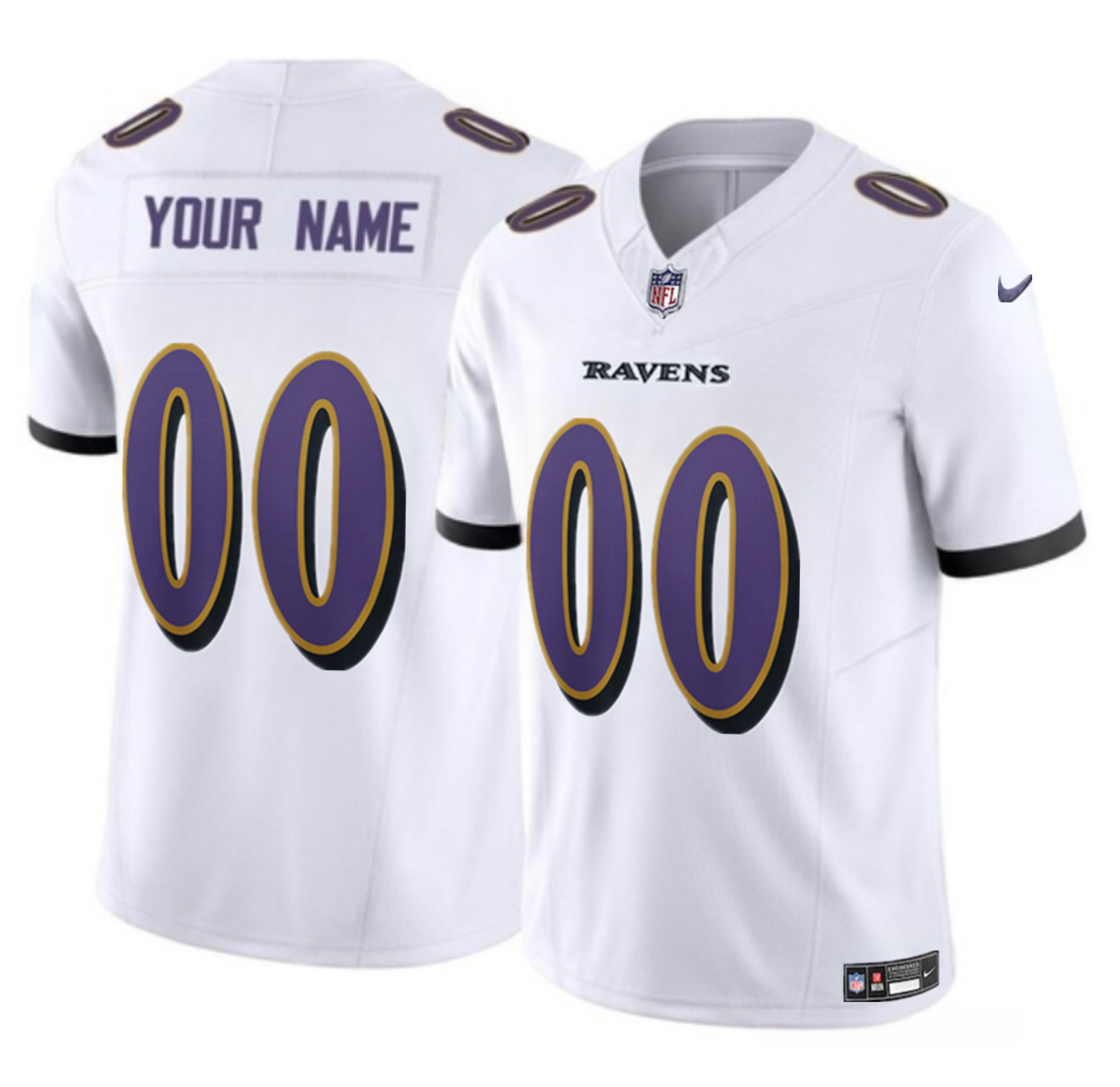 Men's Baltimore Ravens Active Player Custom White 2023 F.U.S.E Alternate Vapor Untouchable Limited Football Jersey Men's Baltimore Ravens Active Player Custom White 2023 F.U.S.E Alternate Vapor Untouchable Limited Football Jersey
