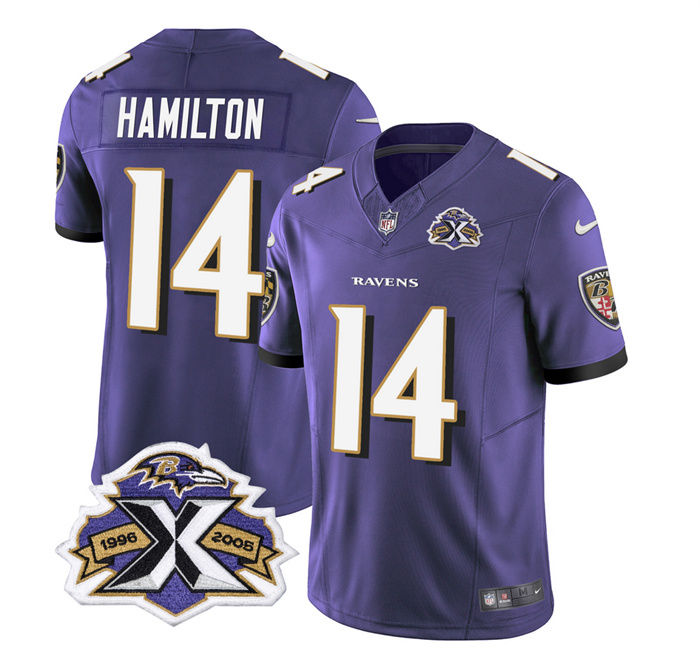 Men's Baltimore Ravens #14 Kyle Hamilton Purple 2023 F.U.S.E With Patch Throwback Vapor Limited Jersey Men's Baltimore Ravens #14 Kyle Hamilton Purple 2023 F.U.S.E With Patch Throwback Vapor Limited Jersey