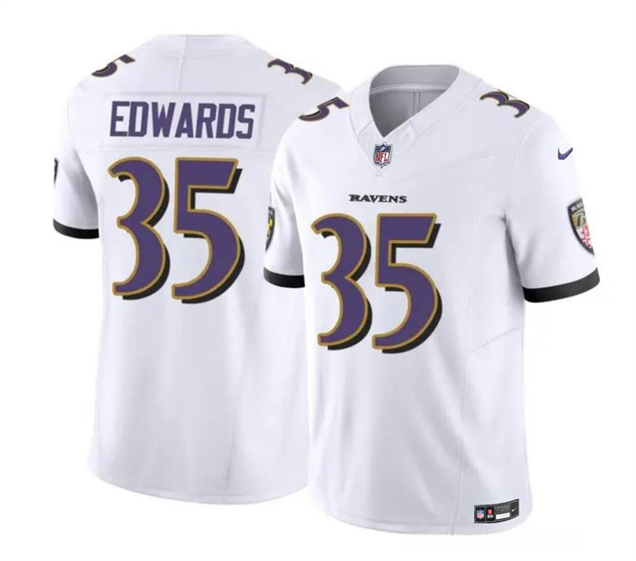 Men's Baltimore Ravens #35 Gus Edwards White 2023 F.U.S.E. Vapor Limited Football Jersey Men's Baltimore Ravens #35 Gus Edwards White 2023 F.U.S.E. Vapor Limited Football Jersey