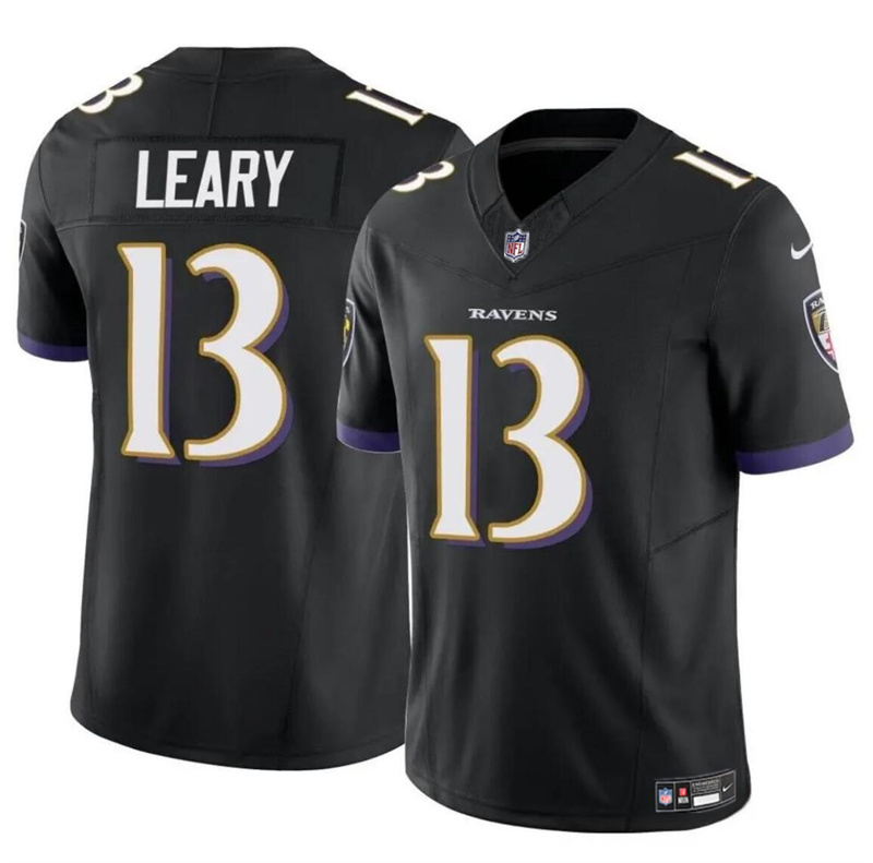 Men's Baltimore Ravens #13 Devin Leary Black 2023 F.U.S.E Vapor Limited Football Jersey Men's Baltimore Ravens #13 Devin Leary Black 2023 F.U.S.E Vapor Limited Football Jersey