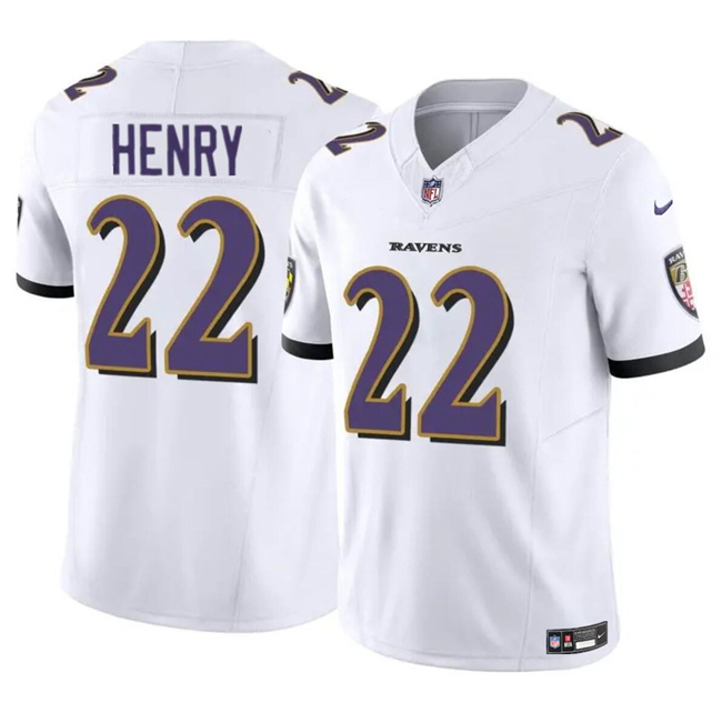 Men's Baltimore Ravens #22 Derrick Henry White 2023 F.U.S.E. Vapor Limited Football Jersey Men's Baltimore Ravens #22 Derrick Henry White 2023 F.U.S.E. Vapor Limited Football Jersey