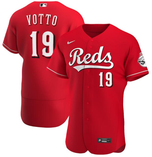 Men's Cincinnati Reds #19 Joey Votto Red MLB Flex Base Stitched Jersey Men's Cincinnati Reds #19 Joey Votto Red MLB Flex Base Stitched Jersey
