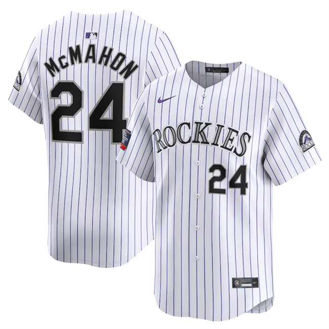 Men's Colorado Rockies #24 Ryan McMahon White 2024 World Tour Mexico City Series Home Limited Stitched Baseball Jersey Men's Colorado Rockies #24 Ryan McMahon White 2024 World Tour Mexico City Series Home Limited Stitched Baseball Jersey