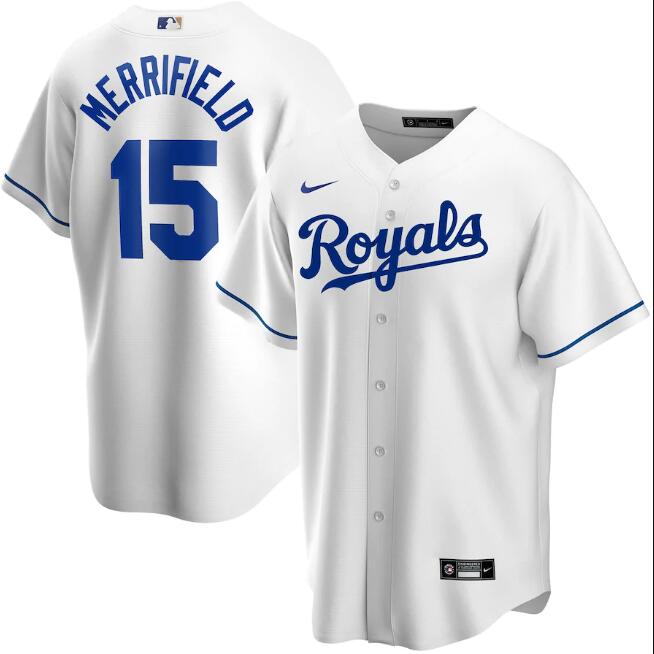 Men's Kansas City Royals #15 Whit Merrifield White MLB Cool Base Stitched Jersey Men's Kansas City Royals #15 Whit Merrifield White MLB Cool Base Stitched Jersey