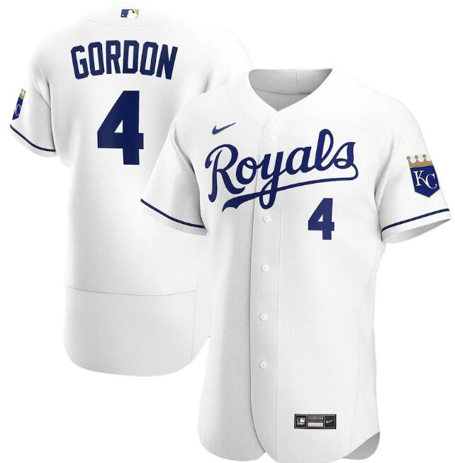 Men's Kansas City Royals #4 Alex Gordon White MLB Flex Base Stitched Jersey Men's Kansas City Royals #4 Alex Gordon White MLB Flex Base Stitched Jersey