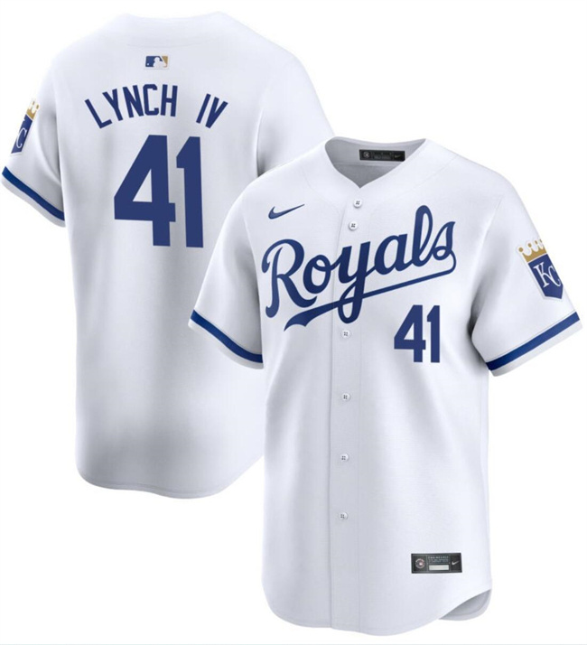 Men's Kansas City Royals #41 Daniel Lynch IV White 2024 Home Limited Cool Base Stitched Baseball Jersey Men's Kansas City Royals #41 Daniel Lynch IV White 2024 Home Limited Cool Base Stitched Baseball Jersey