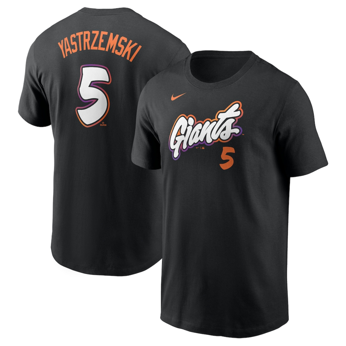 Men's San Francisco Giants #5 Mike Yastrzemski Anthracite 2025 City Connect Fuse Name & Number T-Shirt Men's San Francisco Giants #5 Mike Yastrzemski Anthracite 2025 City Connect Fuse Name & Number T-Shirt