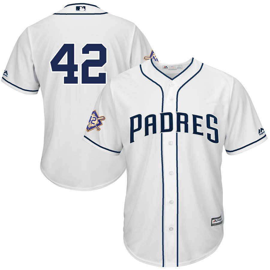 San Diego Padres #42 Majestic 2019 Jackie Robinson Day Official Cool Base Jersey White San Diego Padres #42 Majestic 2019 Jackie Robinson Day Official Cool Base Jersey White