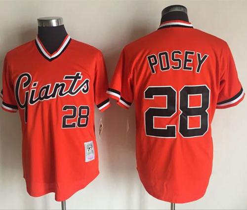 Mitchell And Ness Giants #28 Buster Posey Orange Throwback Stitched MLB Jersey Mitchell And Ness Giants #28 Buster Posey Orange Throwback Stitched MLB Jersey