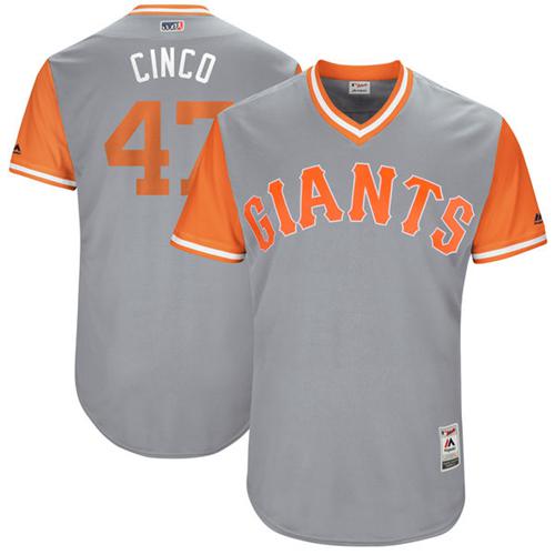Giants #47 Johnny Cueto Gray "Johnny Cinco" Players Weekend Authentic Stitched MLB Jersey Giants #47 Johnny Cueto Gray "Johnny Cinco" Players Weekend Authentic Stitched MLB Jersey