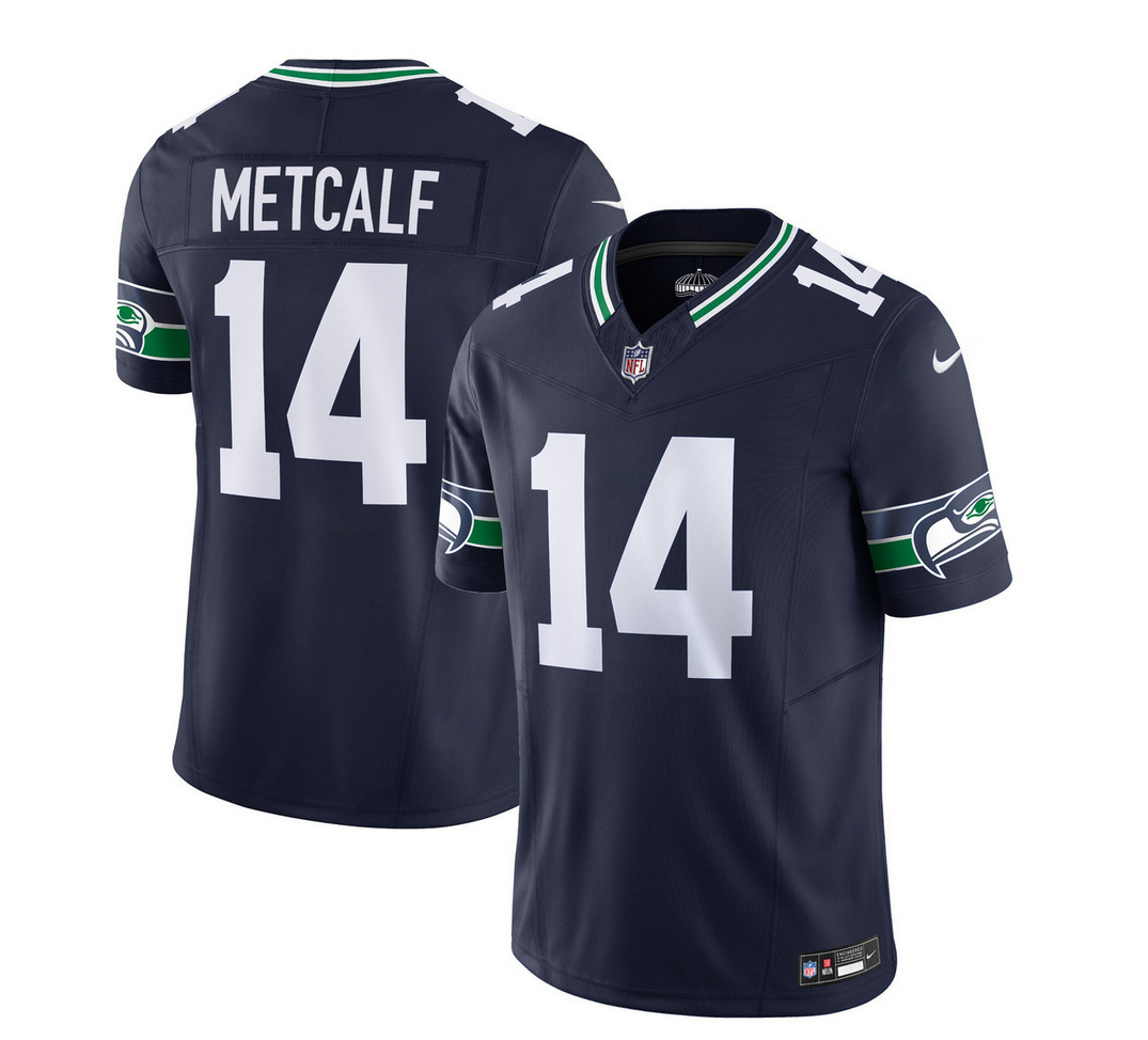 Men's Seattle Seahawks #14 DK Metcalf 2023 F.U.S.E. Navy Limited Stitched Football Jersey Men's Seattle Seahawks #14 DK Metcalf 2023 F.U.S.E. Navy Limited Stitched Football Jersey