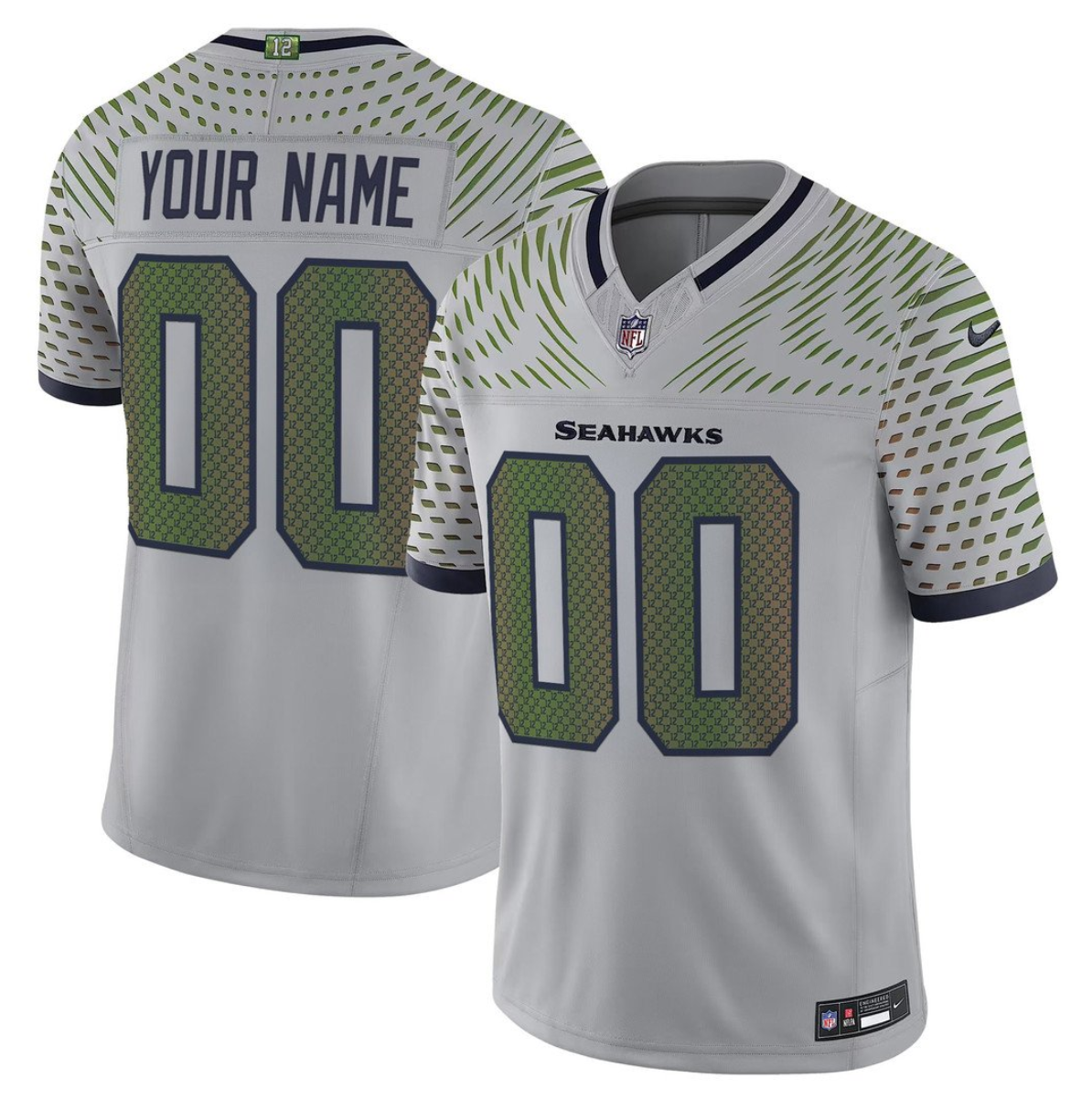 Women's Seattle Seahawks Active Player Custom Grey 2025 F.U.S.E. “Rivalries” Vapor Limited Stitched Football Jersey Women's Seattle Seahawks Active Player Custom Grey 2025 F.U.S.E. “Rivalries” Vapor Limited Stitched Football Jersey