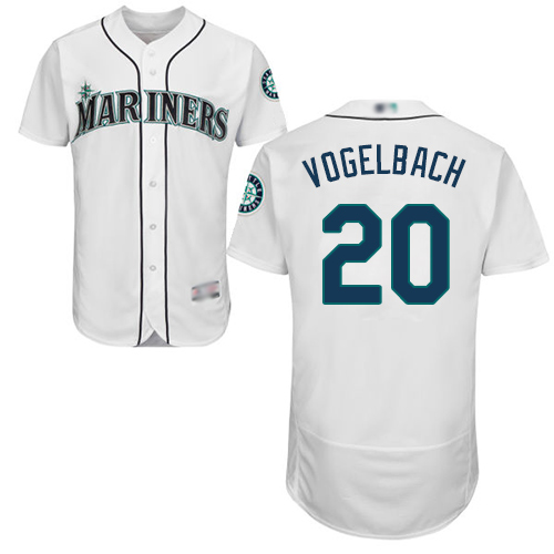 Mariners #20 Dan Vogelbach White Flexbase Authentic Collection Stitched MLB Jersey Mariners #20 Dan Vogelbach White Flexbase Authentic Collection Stitched MLB Jersey