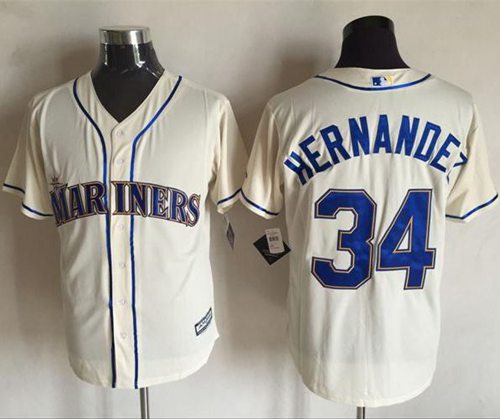 Mariners #34 Felix Hernandez Cream New Cool Base Stitched MLB Jersey Mariners #34 Felix Hernandez Cream New Cool Base Stitched MLB Jersey