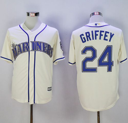 Mariners #24 Ken Griffey Cream New Cool Base2016 Hall Of Fame Patch Stitched MLB Jersey Mariners #24 Ken Griffey Cream New Cool Base2016 Hall Of Fame Patch Stitched MLB Jersey