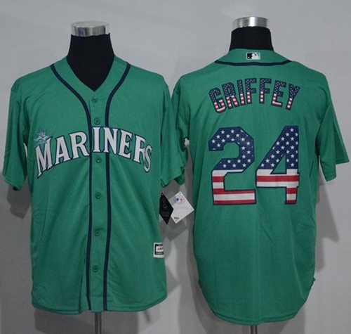 Mariners #24 Ken Griffey Green USA Flag Fashion Stitched MLB Jersey Mariners #24 Ken Griffey Green USA Flag Fashion Stitched MLB Jersey