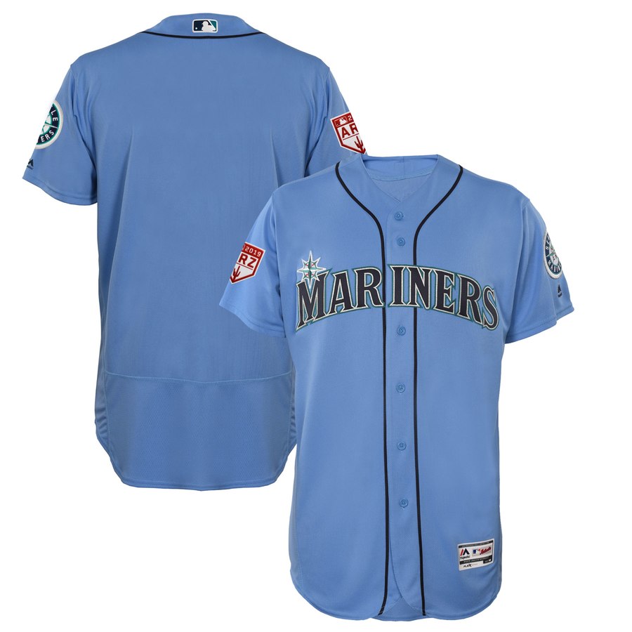 Mariners Blank Light Blue 2019 Spring Training Flex Base Stitched MLB Jersey Mariners Blank Light Blue 2019 Spring Training Flex Base Stitched MLB Jersey