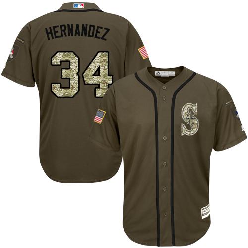 Mariners #34 Felix Hernandez Green Salute to Service Stitched MLB Jersey Mariners #34 Felix Hernandez Green Salute to Service Stitched MLB Jersey