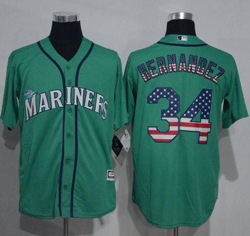 Mariners #34 Felix Hernandez Green USA Flag Fashion Stitched MLB Jersey Mariners #34 Felix Hernandez Green USA Flag Fashion Stitched MLB Jersey