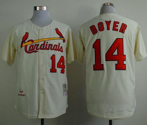 Mitchell And Ness 1964 Cardinals #14 Ken Boyer Cream Stitched MLB Jersey Mitchell And Ness 1964 Cardinals #14 Ken Boyer Cream Stitched MLB Jersey