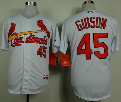 Cardinals #45 Bob Gibson White Cool Base Stitched MLB Jersey Cardinals #45 Bob Gibson White Cool Base Stitched MLB Jersey