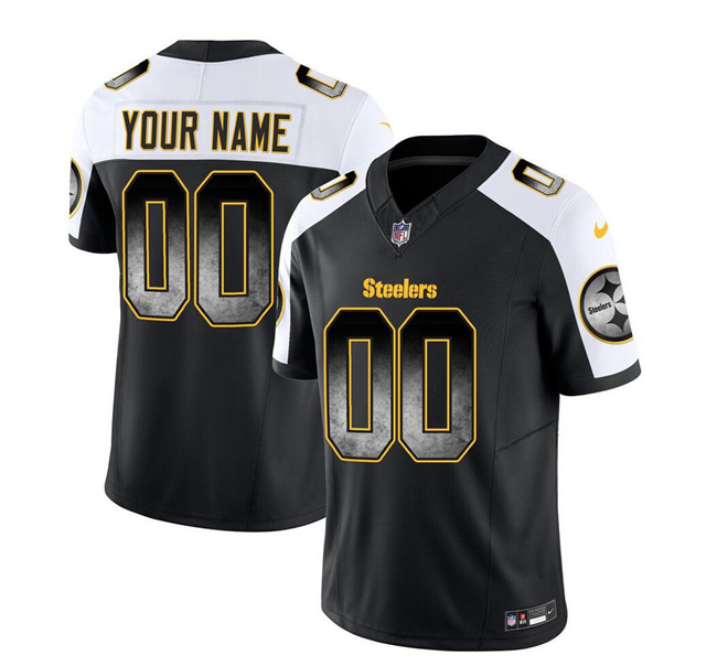 Men's Pittsburgh Steelers Active Player Custom Black/White 2023 F.U.S.E. Smoke Vapor Untouchable Limited Stitched Jersey Men's Pittsburgh Steelers Active Player Custom Black/White 2023 F.U.S.E. Smoke Vapor Untouchable Limited Stitched Jersey