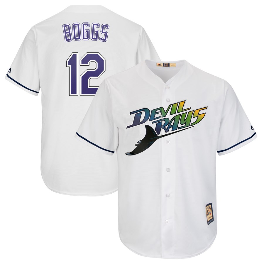 Tampa Bay Rays #12 Wade Boggs Majestic Turn Back The Clock Home Cool Base Cooperstown Player Jersey White