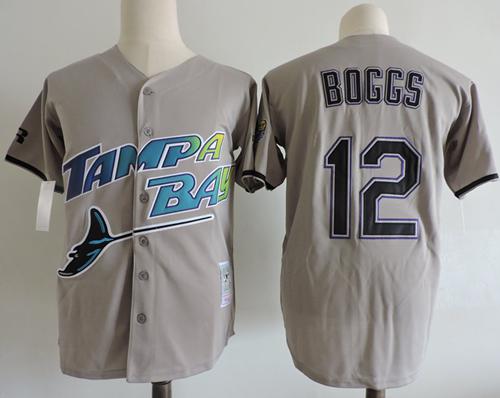 Mitchell And Ness Rays #12 Wade Boggs Grey Throwback Stitched MLB Jersey Mitchell And Ness Rays #12 Wade Boggs Grey Throwback Stitched MLB Jersey