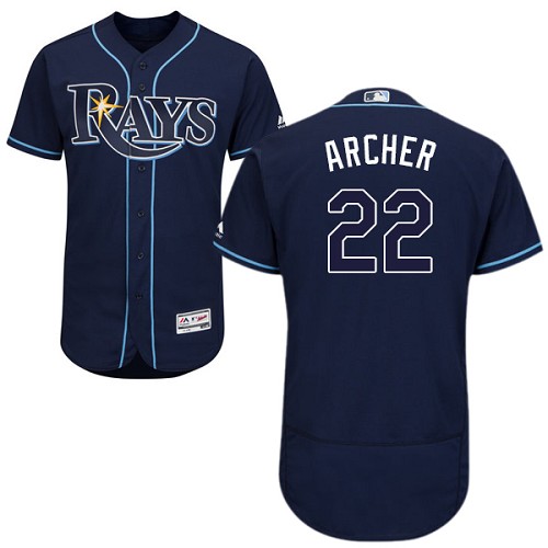 Rays #22 Chris Archer Dark Blue Flexbase Authentic Collection Stitched MLB Jersey Rays #22 Chris Archer Dark Blue Flexbase Authentic Collection Stitched MLB Jersey