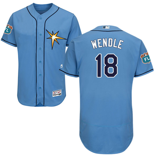 Rays #18 Joey Wendle Light Blue Flexbase Authentic Collection Stitched MLB Jersey Rays #18 Joey Wendle Light Blue Flexbase Authentic Collection Stitched MLB Jersey