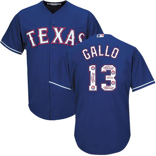 Rangers #13 Joey Gallo Blue Team Logo Fashion Stitched MLB Jersey Rangers #13 Joey Gallo Blue Team Logo Fashion Stitched MLB Jersey