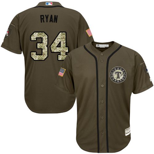 Rangers #34 Nolan Ryan Green Salute to Service Stitched MLB Jersey Rangers #34 Nolan Ryan Green Salute to Service Stitched MLB Jersey