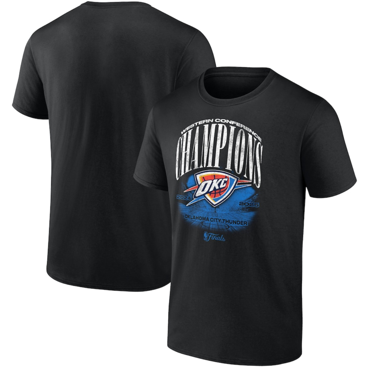 Men's Oklahoma City Thunder Black 2025 Western Conference Champions Box Out T-Shirt Men's Oklahoma City Thunder Black 2025 Western Conference Champions Box Out T-Shirt