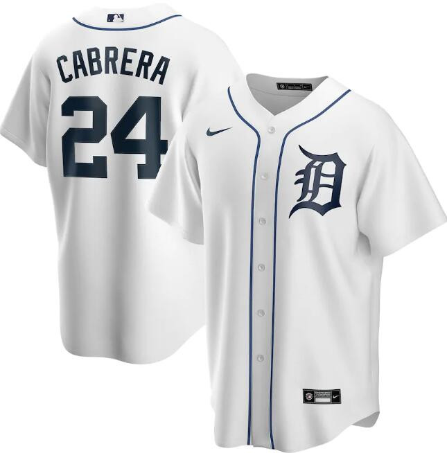 Men's Detroit Tigers #24 Miguel Cabrera White MLB Cool Base Stitched Jersey Men's Detroit Tigers #24 Miguel Cabrera White MLB Cool Base Stitched Jersey