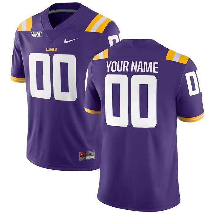Men's LSU Tigers Customized Purple With 150th Patch Limited Stitched Jersey Men's LSU Tigers Customized Purple With 150th Patch Limited Stitched Jersey