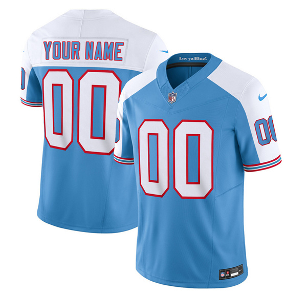 Men's Tennessee Titans Active Player Custom Blue/White 2023 F.U.S.E. Vapor Limited Throwback Stitched Football Jersey Men's Tennessee Titans Active Player Custom Blue/White 2023 F.U.S.E. Vapor Limited Throwback Stitched Football Jersey