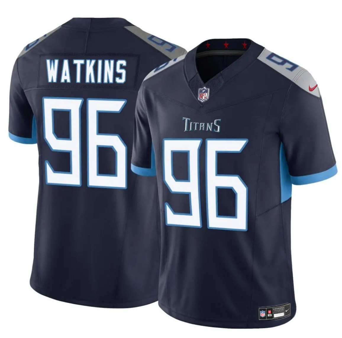 Men's Tennessee Titans #96 Carlos Watkins Navy 2025 F.U.S.E. Vapor Limited Stitched Football Jersey Men's Tennessee Titans #96 Carlos Watkins Navy 2025 F.U.S.E. Vapor Limited Stitched Football Jersey