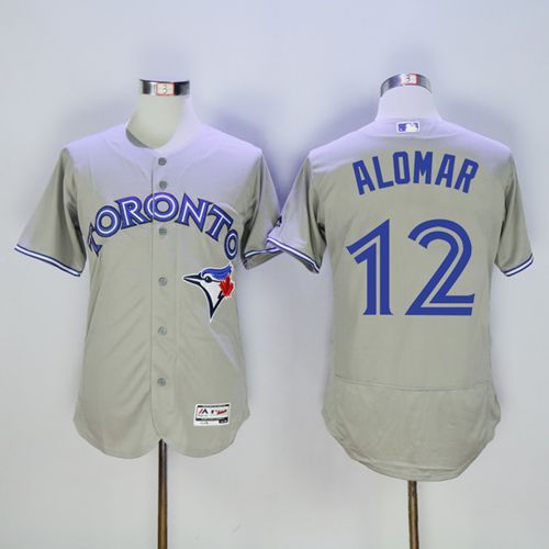 Blue Jays #12 Roberto Alomar Grey Flexbase Authentic Collection Stitched MLB Jersey Blue Jays #12 Roberto Alomar Grey Flexbase Authentic Collection Stitched MLB Jersey