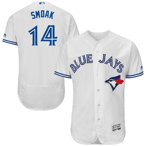 Blue Jays #14 Justin Smoak White Flexbase Authentic Collection Stitched MLB Jersey Blue Jays #14 Justin Smoak White Flexbase Authentic Collection Stitched MLB Jersey