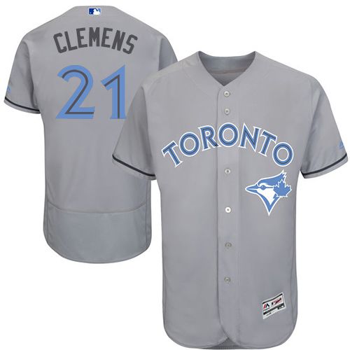 Blue Jays #21 Roger Clemens Grey Flexbase Authentic Collection Father's Day Stitched MLB Jersey Blue Jays #21 Roger Clemens Grey Flexbase Authentic Collection Father's Day Stitched MLB Jersey