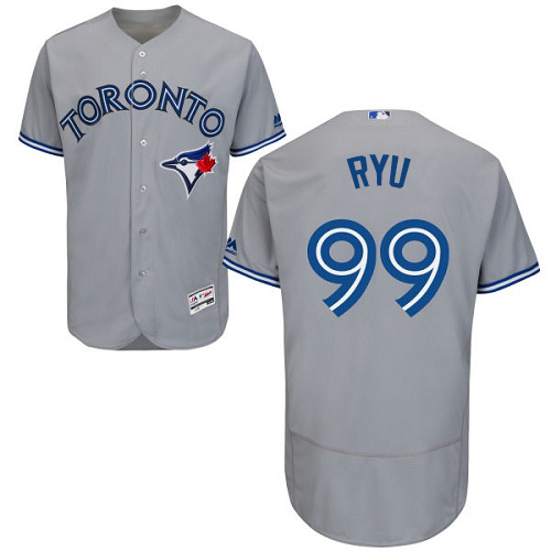 Blue Jays #99 Hyun-Jin Ryu Grey Flexbase Authentic Collection Stitched MLB Jersey Blue Jays #99 Hyun-Jin Ryu Grey Flexbase Authentic Collection Stitched MLB Jersey