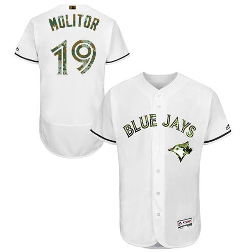 Blue Jays #19 Paul Molitor White Flexbase Authentic Collection Memorial Day Stitched MLB Jersey Blue Jays #19 Paul Molitor White Flexbase Authentic Collection Memorial Day Stitched MLB Jersey