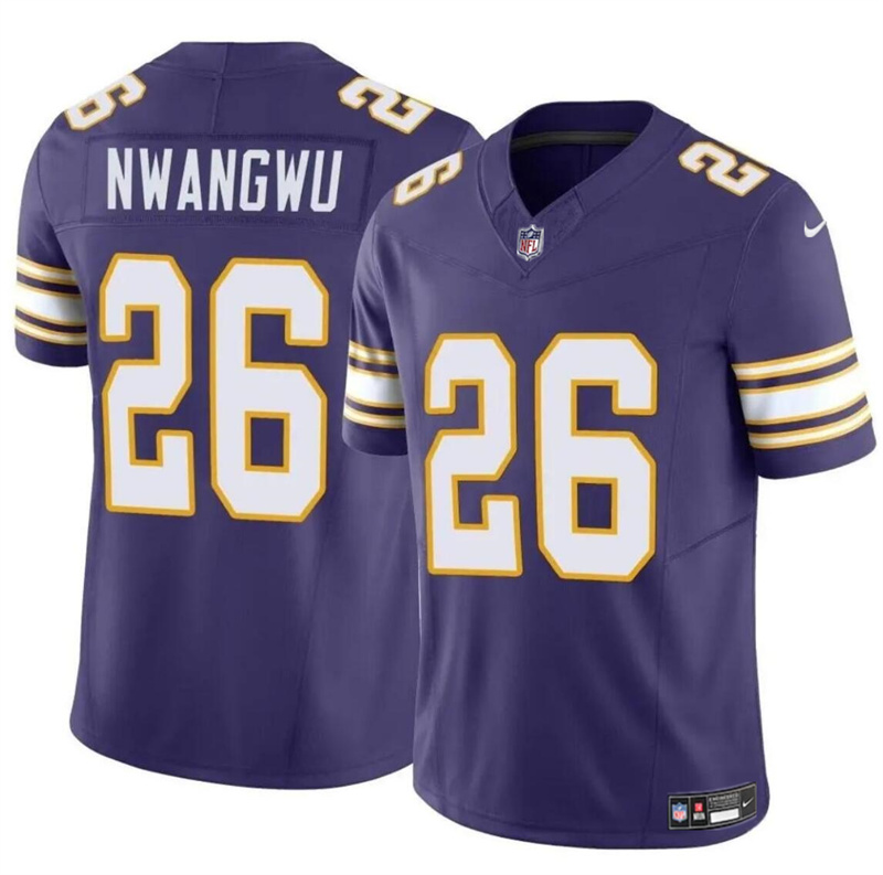 Men's Minnesota Vikings #26 Kene Nwangwu Purple 2023 F.U.S.E. Throwback Vapor Untouchable Limited Stitched Jersey Men's Minnesota Vikings #26 Kene Nwangwu Purple 2023 F.U.S.E. Throwback Vapor Untouchable Limited Stitched Jersey