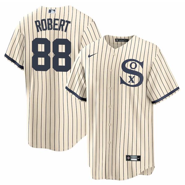 Men's Chicago White Sox #88 Luis Robert 2021 Cream/Navy Name&Number Field of Dreams Men's Chicago White Sox #88 Luis Robert 2021 Cream/Navy Name&Number Field of Dreams