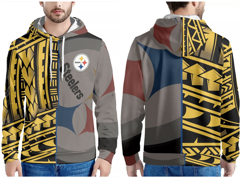 Men's Pittsburgh Steelers Yellow/Gold/Grey Pullover Hoodie Men's Pittsburgh Steelers Yellow/Gold/Grey Pullover Hoodie