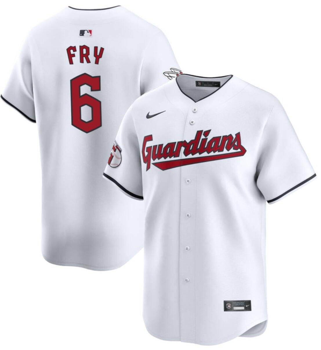 Men's Cleveland Guardians #6 David Fry White Cool Base Stitched Baseball Jersey Men's Cleveland Guardians #6 David Fry White Cool Base Stitched Baseball Jersey