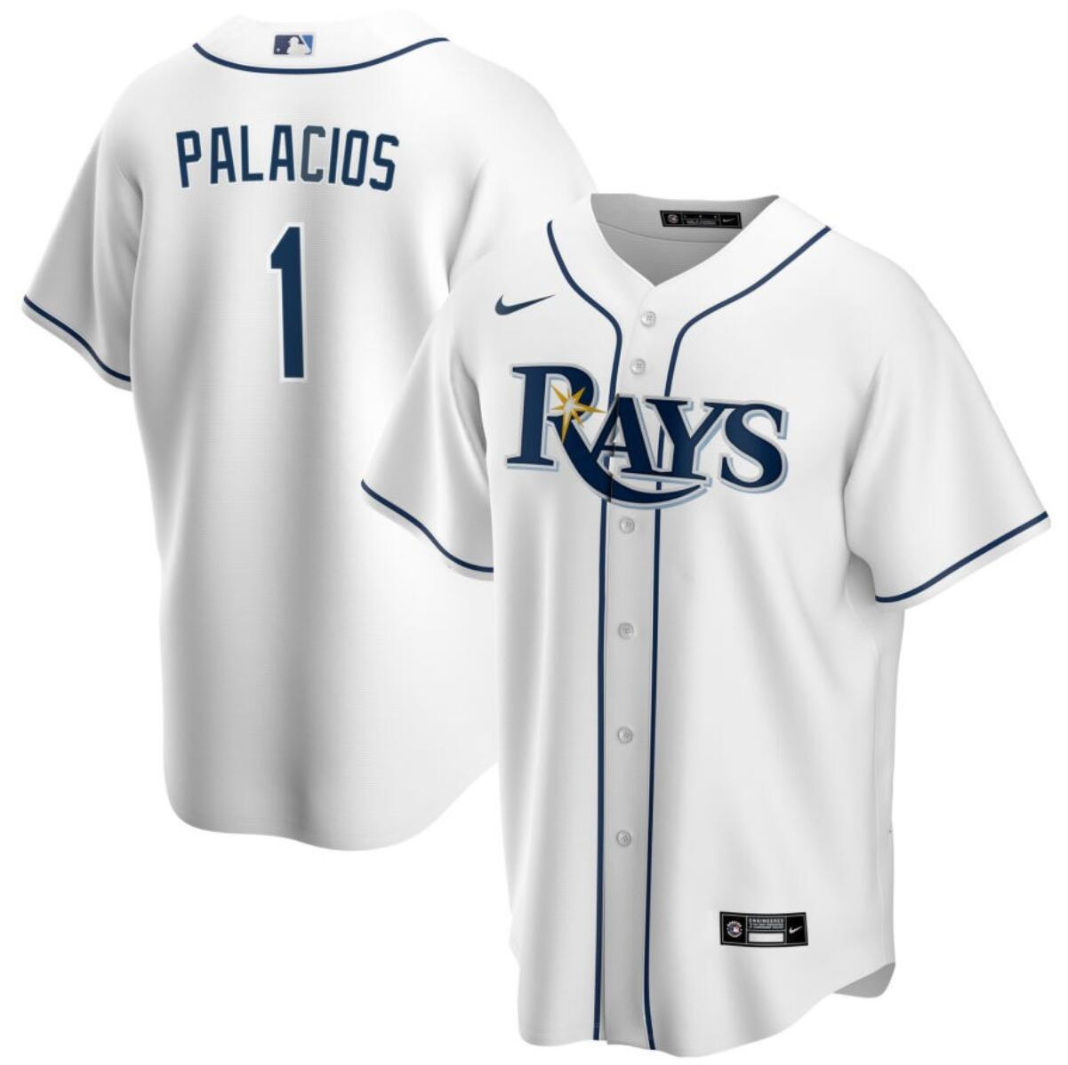 Men's Tampa Bay Rays #1 Richie Palacios White Cool Base Stitched Baseball Jersey Men's Tampa Bay Rays #1 Richie Palacios White Cool Base Stitched Baseball Jersey