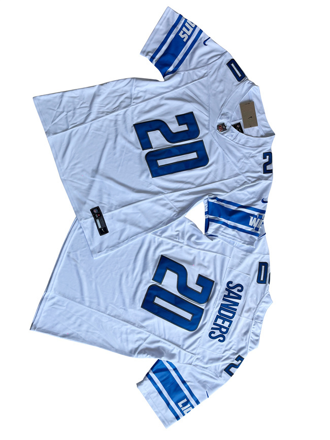 Men's Detroit Lions #20 Barry Sanders White 2023 F.U.S.E. Vapor Stitched Untouchable Limited  Jersey