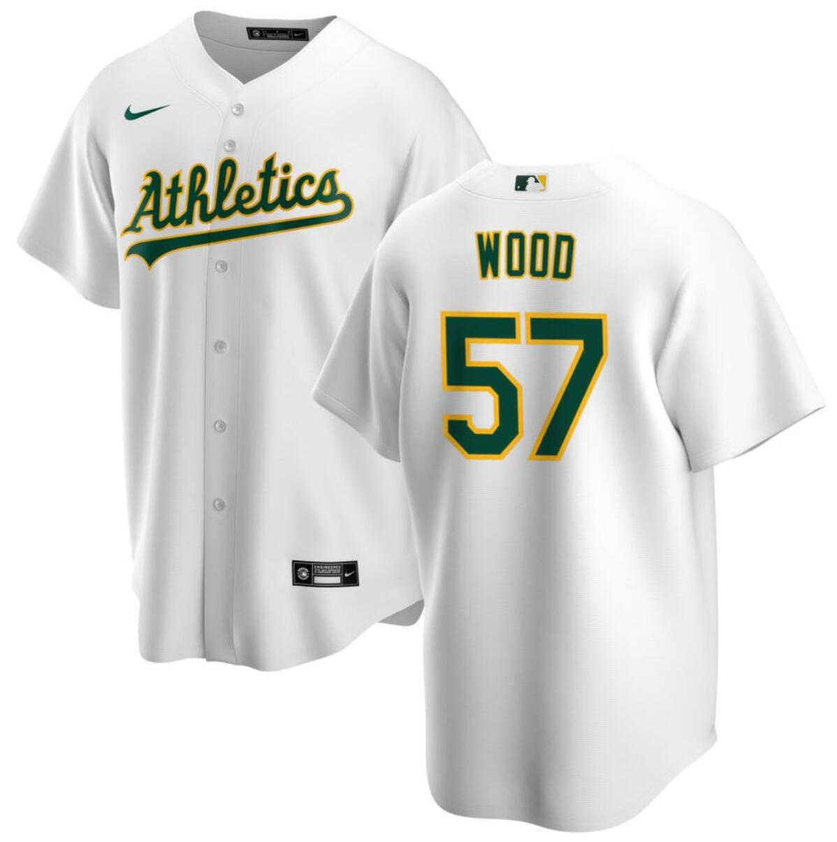 Men's Oakland Athletics #57 Alex Wood White Cool Base Stitched Jersey Men's Oakland Athletics #57 Alex Wood White Cool Base Stitched Jersey