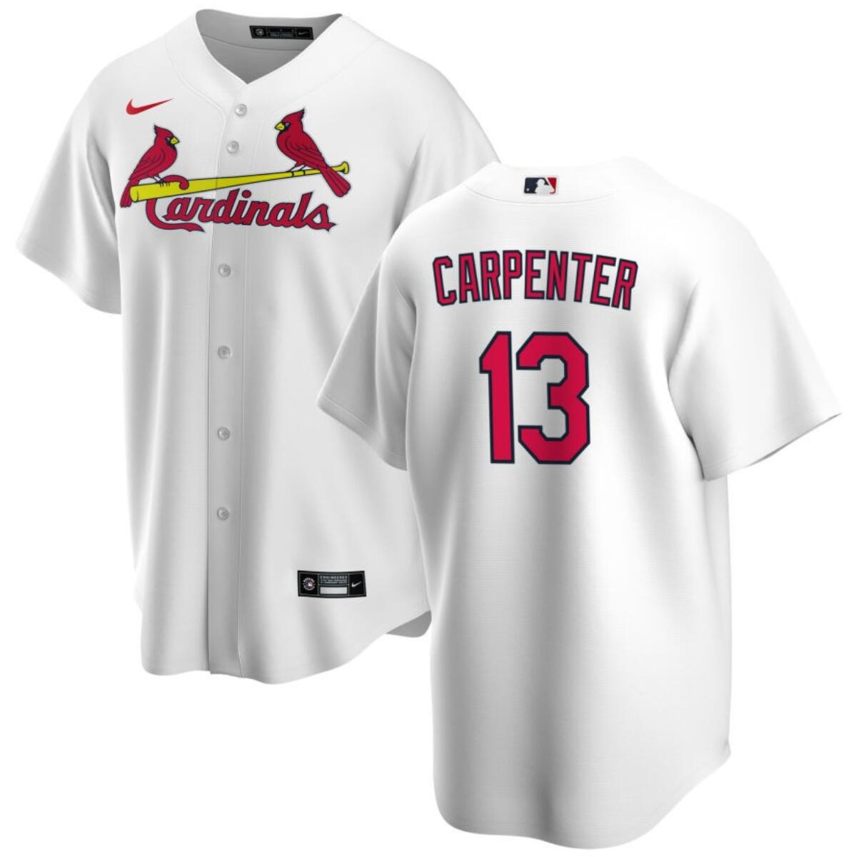 Men's St. Louis Cardinals #13 Matt Carpenter White Cool Base Stitched Jersey Men's St. Louis Cardinals #13 Matt Carpenter White Cool Base Stitched Jersey